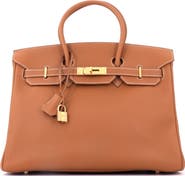 Pre-Owned Hermes Birkin Handbag Brown Togo with Gold Hardware 35