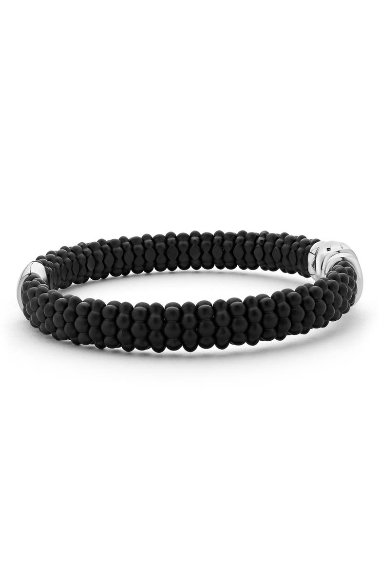 LAGOS Men's Anthem Matte Black Ceramic Caviar Beaded Bracelet, Alternate, color, Silver