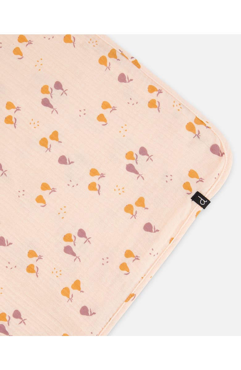 Deux par Deux Baby Girl's Printed Muslin Blanket Peach With Pears, Alternate, color, Peach With Pears Print