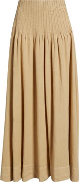 Treasure & Bond Pleat Accent Linen Blend Maxi Skirt