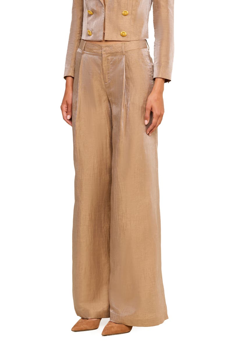 Allanah High Waist Wide Leg Trousers, Alternate, color, LATTE/ GOLD