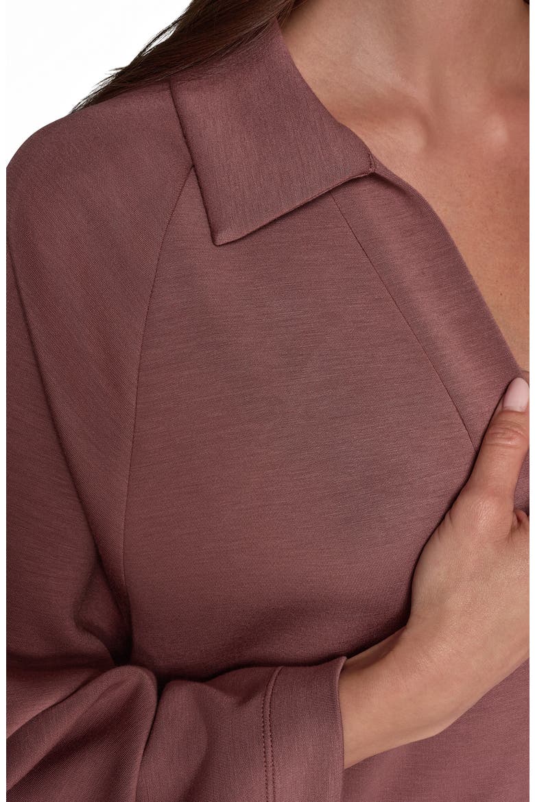 Jet Setter Collared V-Neck Pullover Top, Alternate, color, ROSE TAUPE