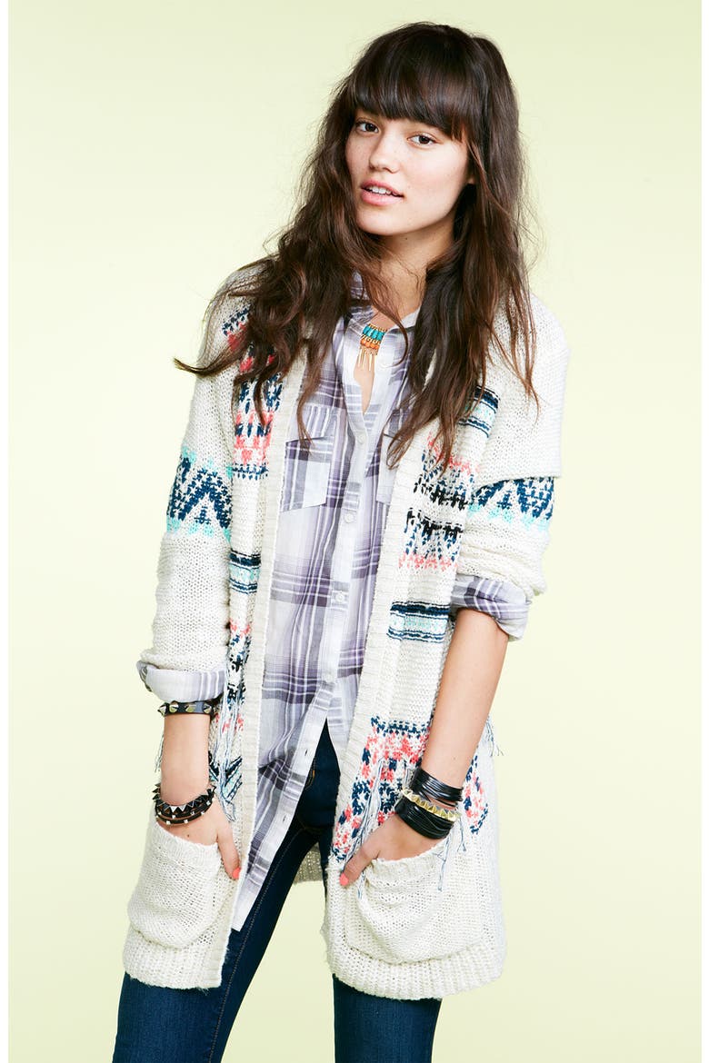 'Blanket' Cardigan, Alternate, color, WANDERMIX CREAM- BONE
