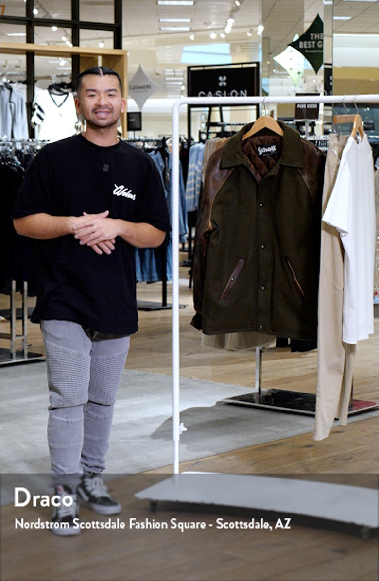 Wool Blend & Leather Coaches Jacket, sales video thumbnail