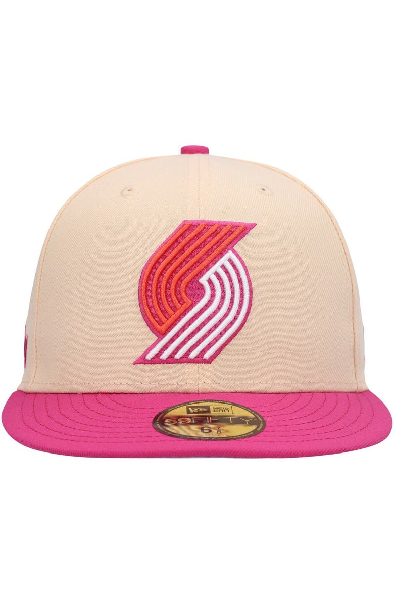 New Era Men's New Era Orange/Pink Portland Trail Blazers Passion Mango 59FIFTY Fitted Hat, Alternate, color, 