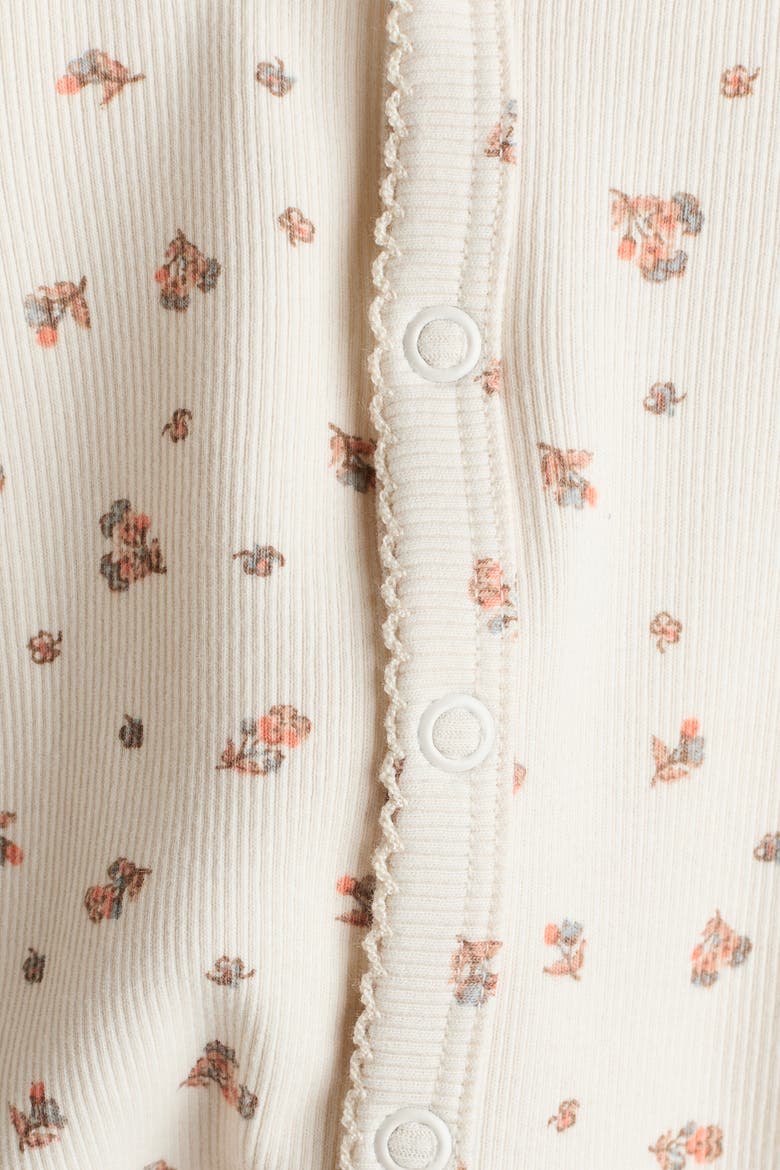 Ribbed Cotton Jumpsuit, Alternate, color, Light beige/floral