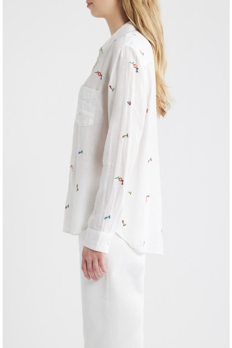 Charli Embroidered Linen Blend Button-Up Shirt, Alternate, color, WILD FLOWER EMBROIDERY