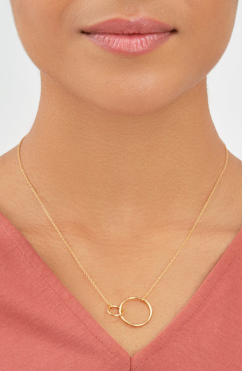 Sterling Forever 14K Yellow Gold Vermeil Interlocking Open Circle Pendant Necklace, Alternate, color, 