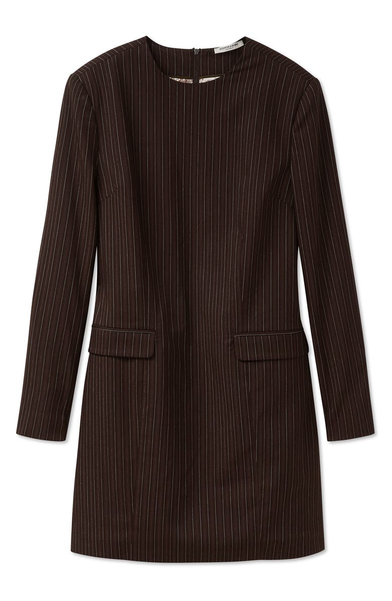 Scotch & Soda Pinstripe Long Sleeve Shift Dress, Alternate, color, Brown Pinstripe