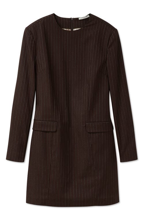 Scotch & Soda Pinstripe Long Sleeve Shift Dress In Brown