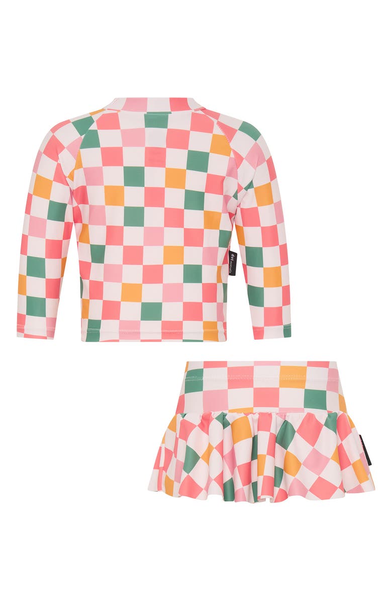 dot australia Check Long Sleeve Two-Piece Rashguard Swimsuit, Alternate, color, 