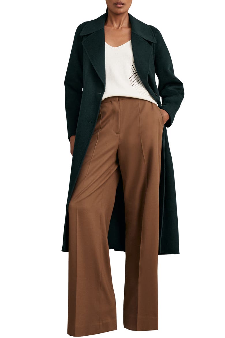 Rene Wool Blend Double Breasted Coat, Main, color, GREEN