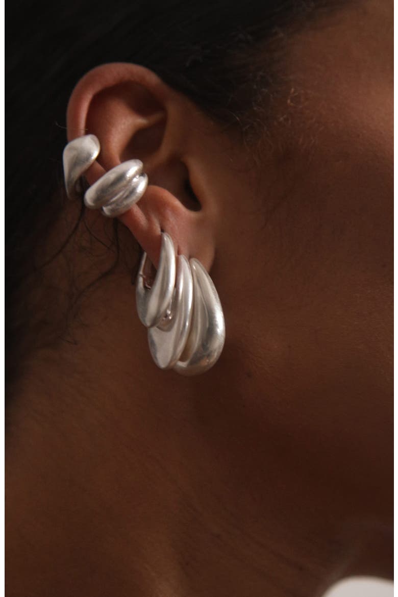 Eclipse Midi Hoops in Silver, Alternate, color, Silver