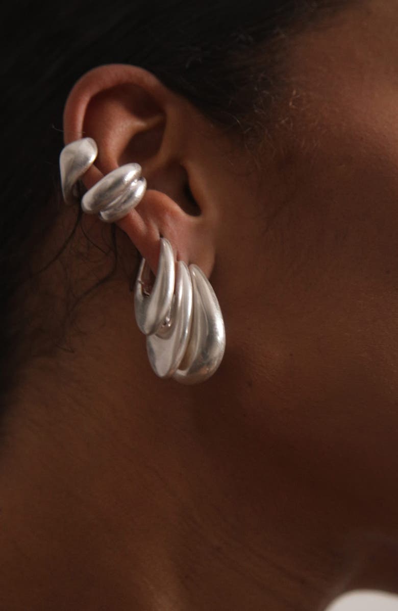 YOJ Eclipse Midi Hoops in Silver, Alternate, color, Silver