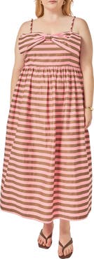 English Factory Striped Cotton Midi Dress