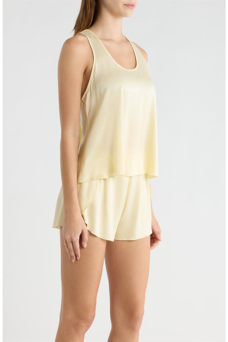 Racerback Washable Silk Short Pajamas, Alternate, color, FRENCH BUTTER