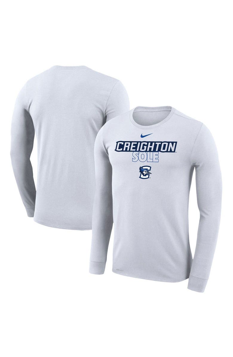 Nike White Creighton Bluejays 2023 On Court Bench Long Sleeve T-Shirt, Main, color, 