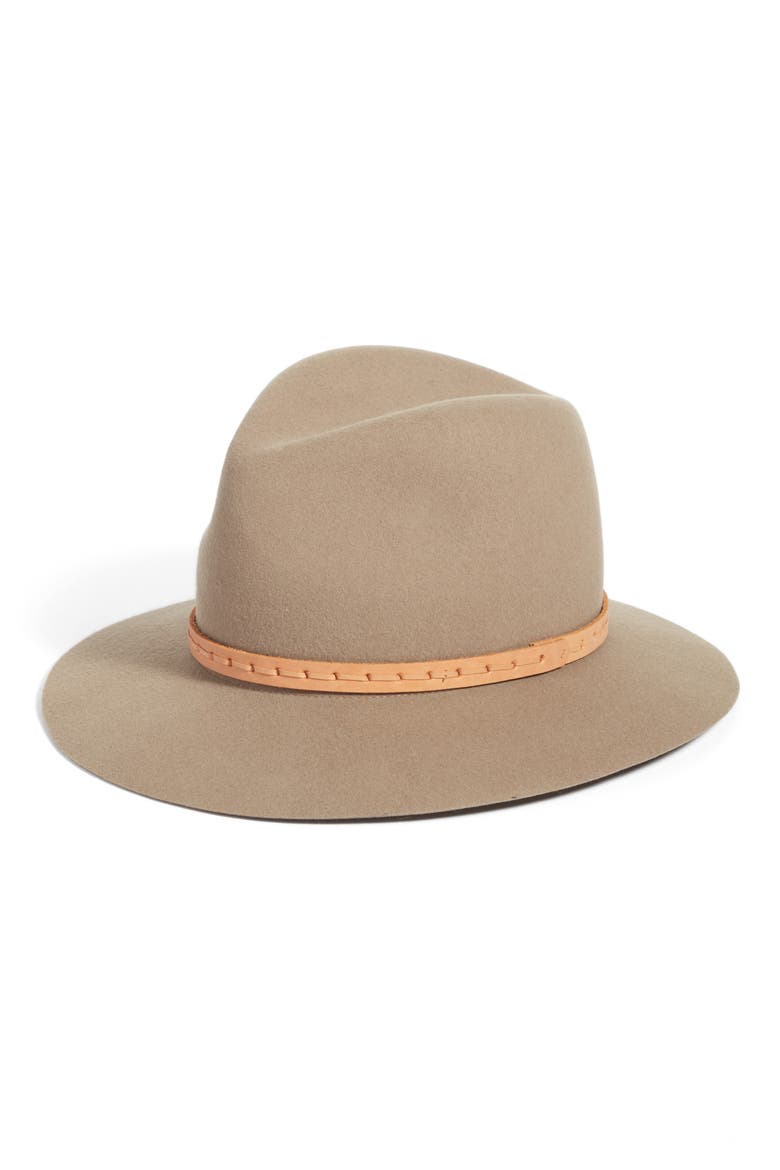 Floppy Brim Wool Fedora, Main, color, ALMOND
