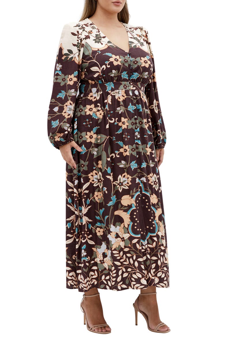 Florence Long Sleeve Maxi Dress, Main, color, FOREVER FLORENCE