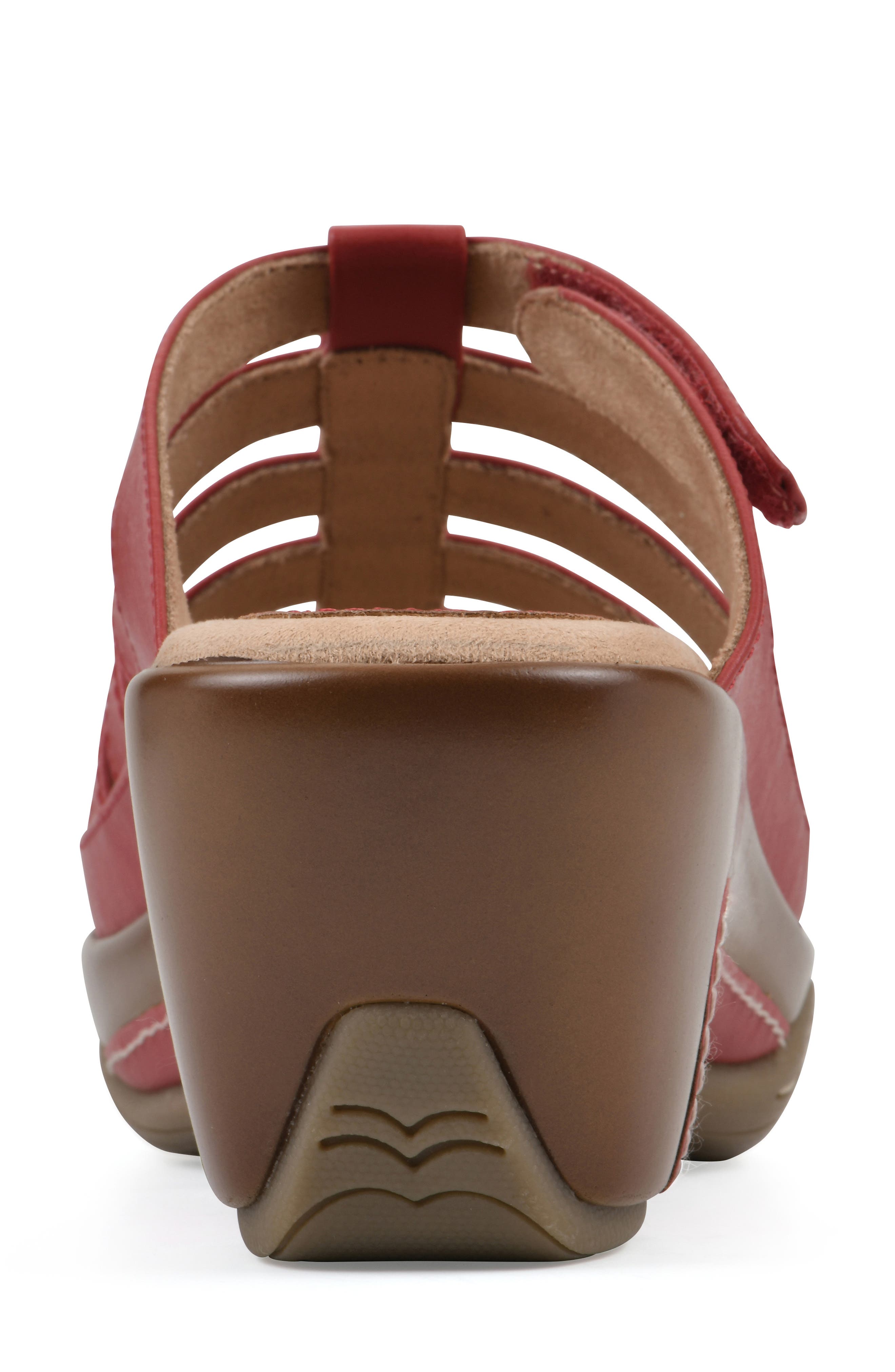 Valencia Wedge Sandal, Alternate, color, RED BURNISHED SMOOTH