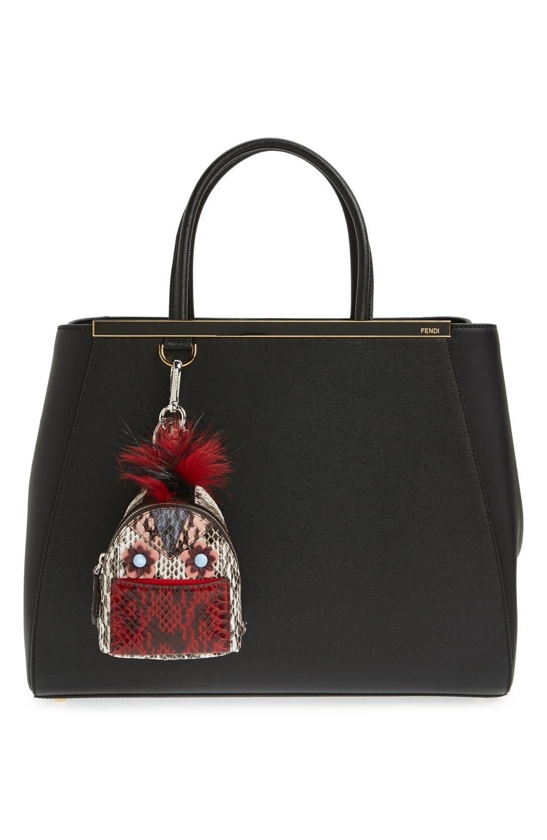 'Monster' Genuine Snakeskin with Genuine Fox Fur Trim Bag Charm, Alternate, color, NATURAL/RIBBES/ MULTI