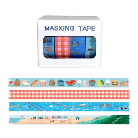 Summer Club Everyday Masking Tape - 4ct Rolls, Assorted