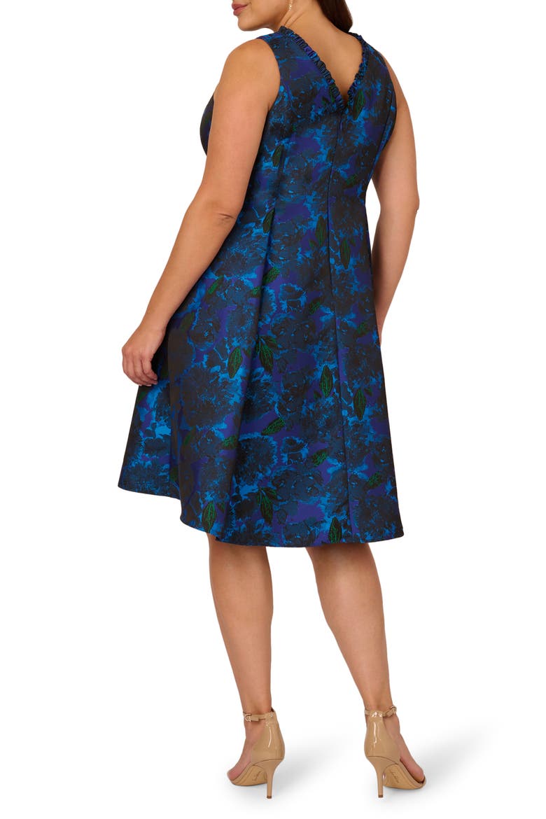Ruffle Sleeveless Jacquard Dress, Alternate, color, BLUE MULTI