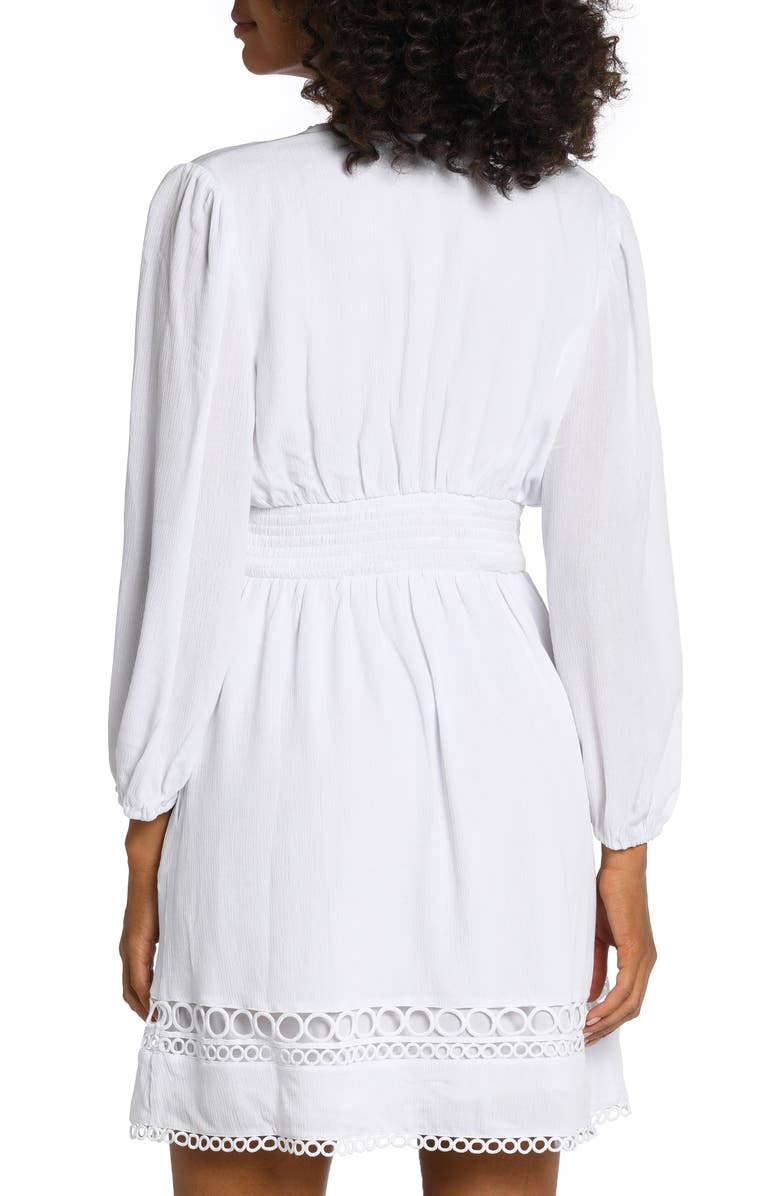 La Blanca Illusion Long Sleeve Cover-Up Dress, Alternate, color,