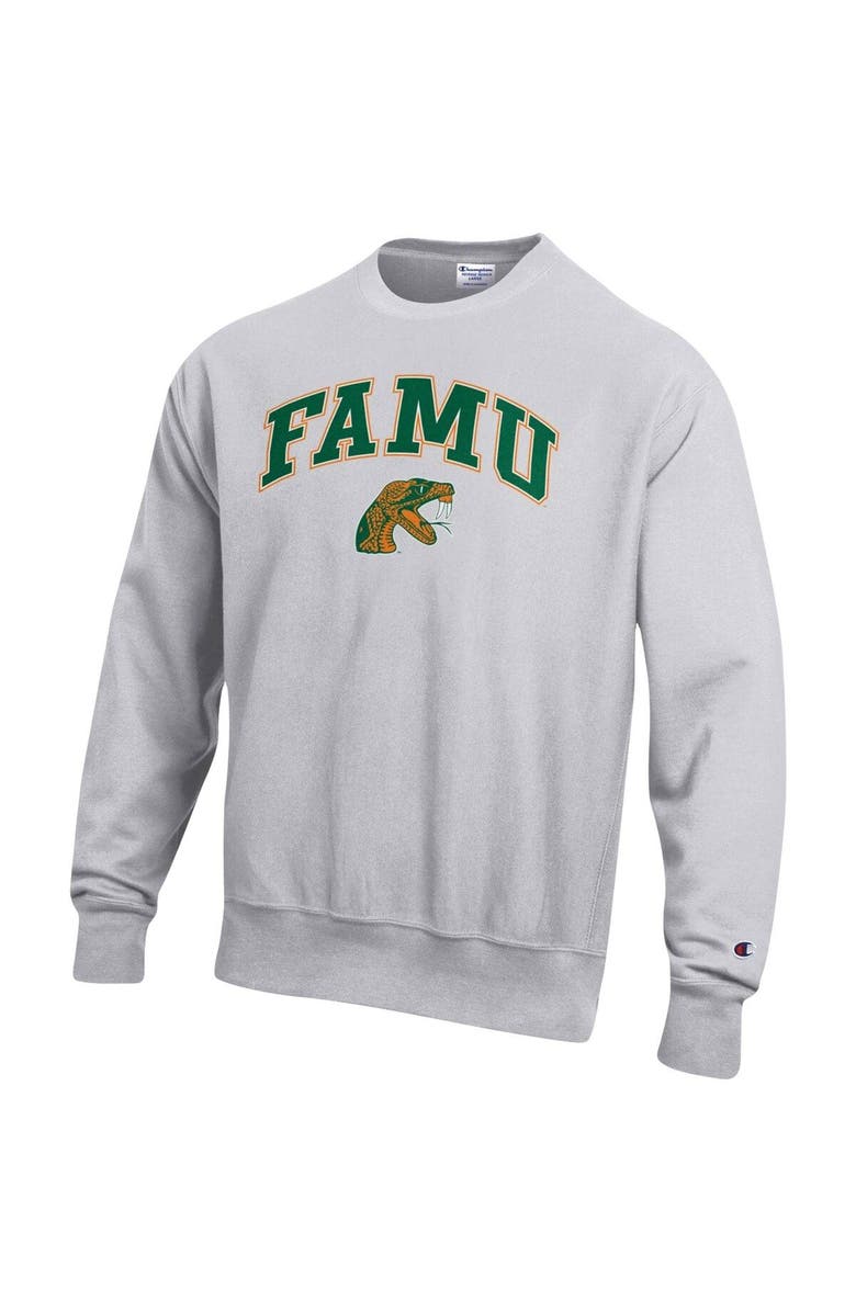 Champion Men's Champion Heathered Gray Florida A&M Rattlers Arch Over Logo Reverse Weave Pullover Sweatshirt, Alternate, color, 