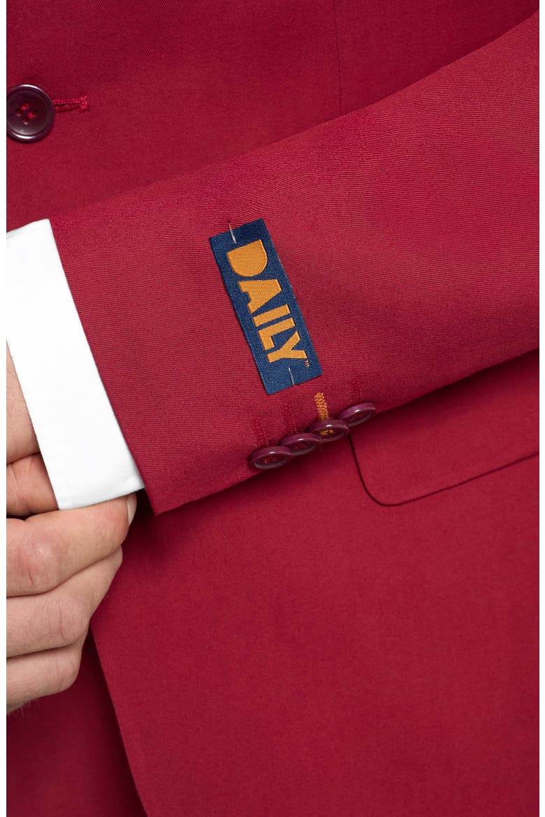 Daily Slim Fit Bright Burgundy Suit, Alternate, color, RED