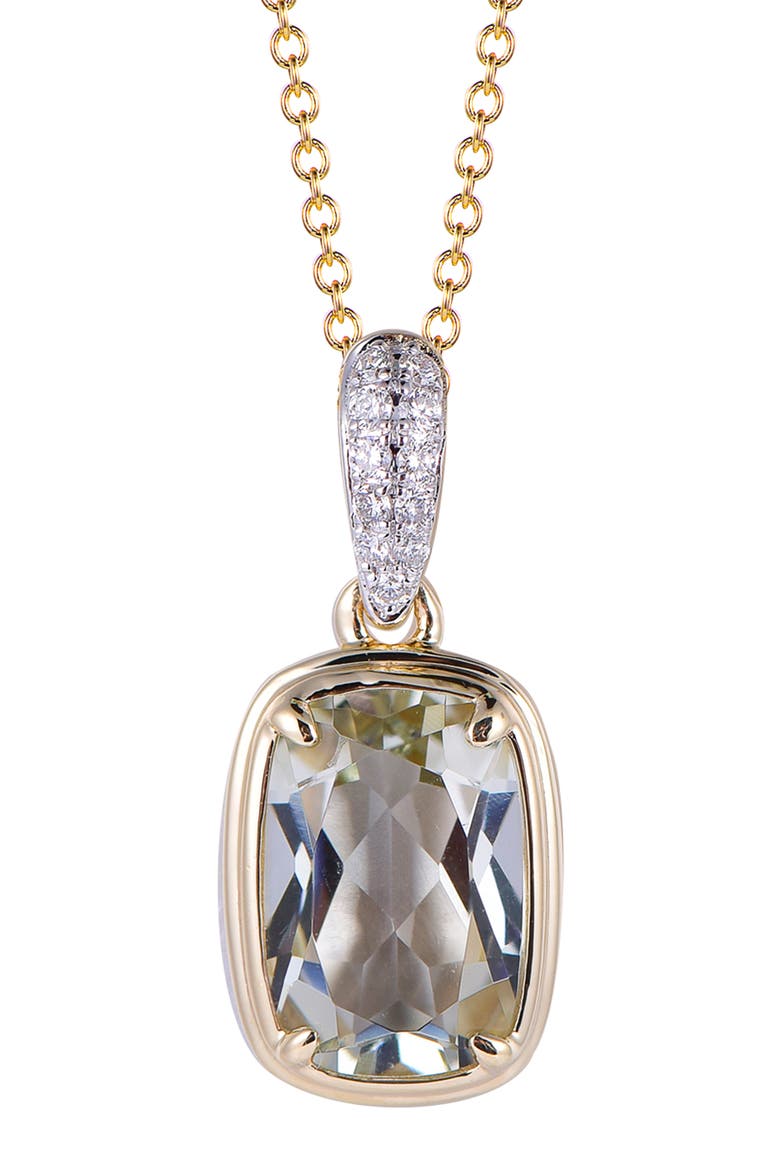 Green Amethyst Necklace with Diamonds, Main, color, Green