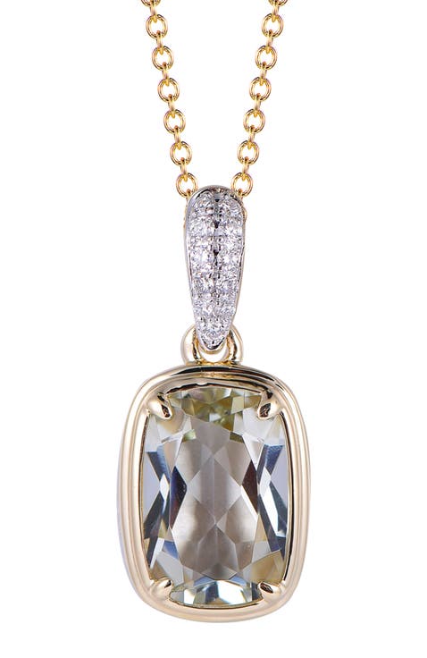 Green Amethyst Necklace with Diamonds