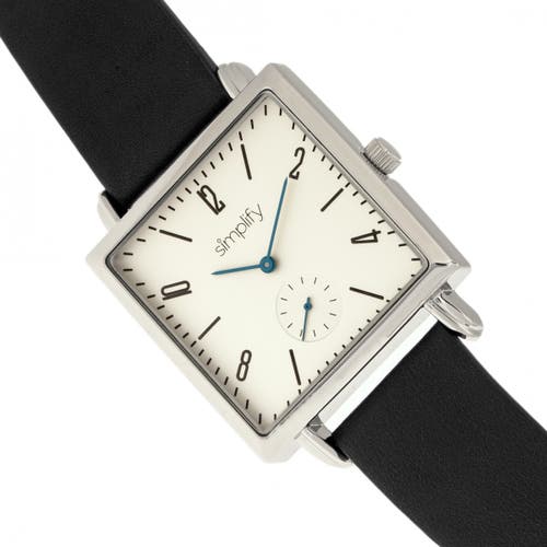 Simplify The 5000 Leather-band Watch In Black/white