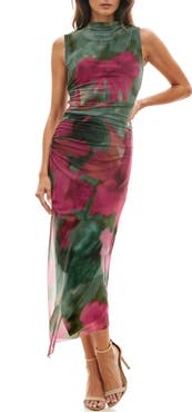 Socialite Floral Shirred Mesh Dress