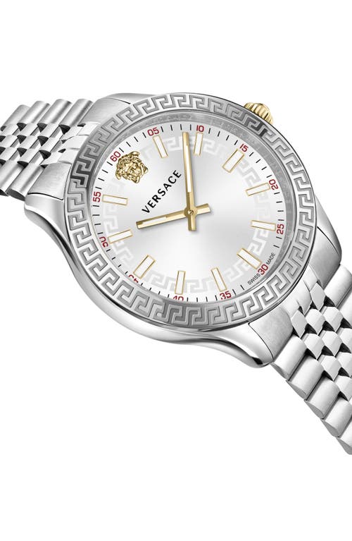 Versace Women's Hellenyium Silver Stainless Steel Bracelet Watch, 36mm In Two Tone