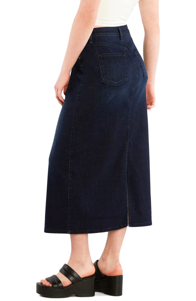 HINT OF BLU Vintage Denim Maxi Skirt, Alternate, color, Night Grey