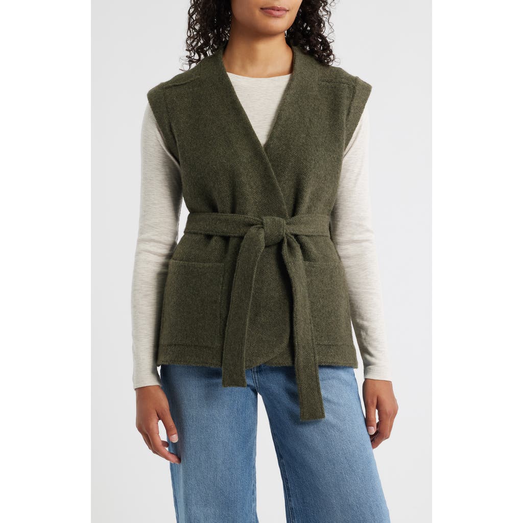 Wit & Wisdom Tie Waist Sweater Vest In Gray