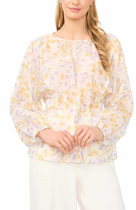 Ditsy Daisy Print Pleat Waist Top