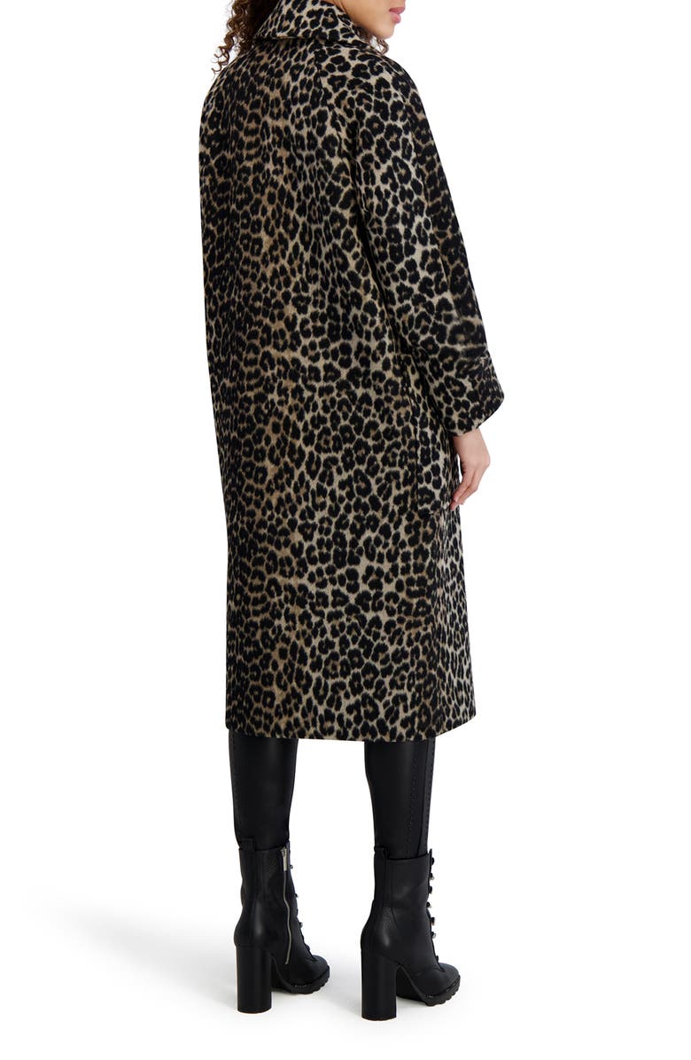 KARL LAGERFELD PARIS Longline Wool Blend Coat, Alternate, color, Leopard