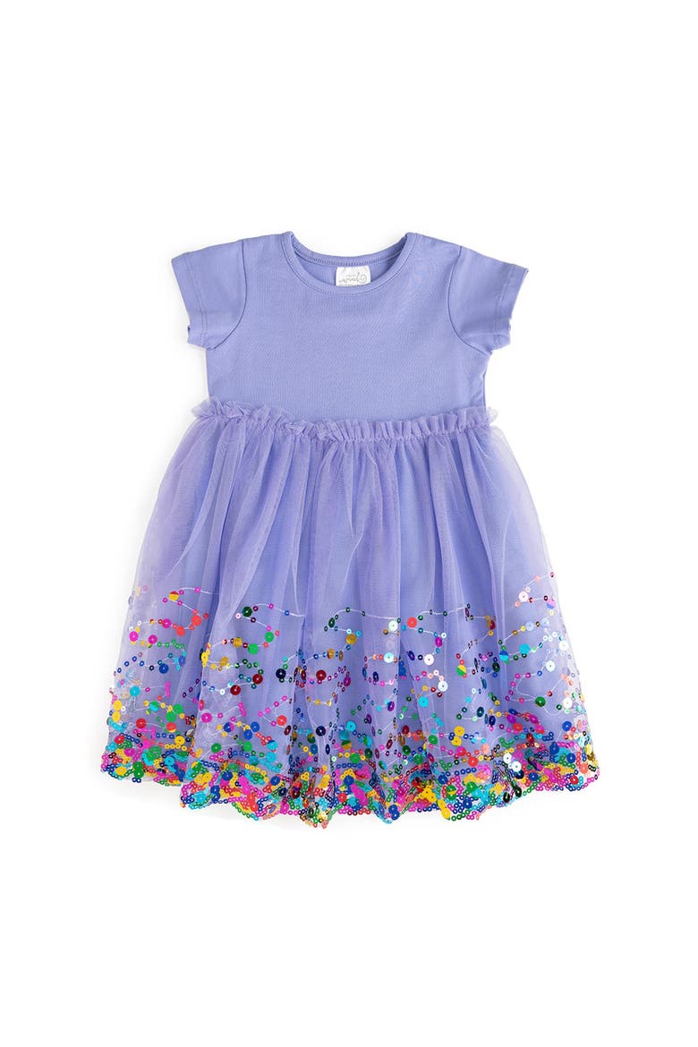 Lavender Confetti Short Sleeve Tutu Dress, Main, color, Lavender