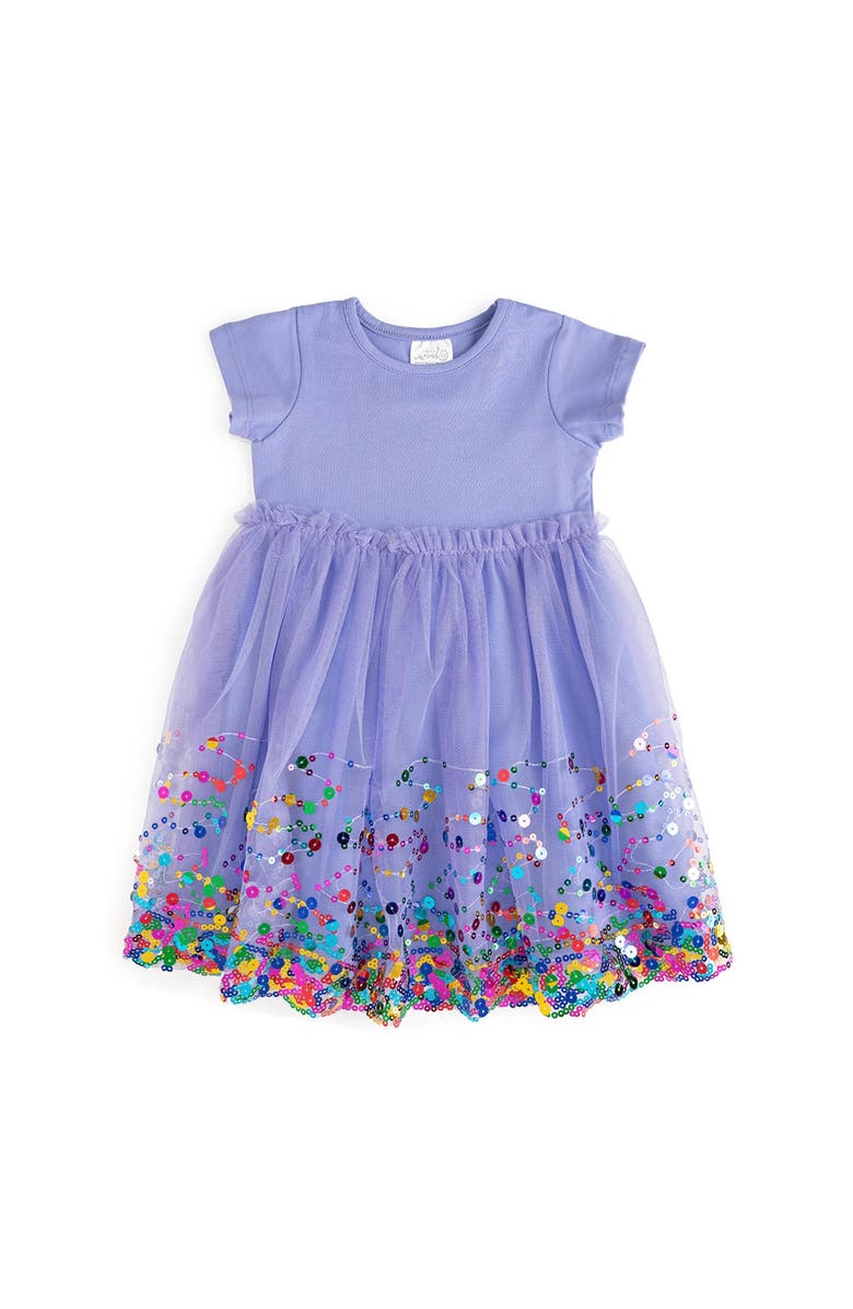 Sweet Wink Lavender Confetti Short Sleeve Tutu Dress, Main, color, Lavender