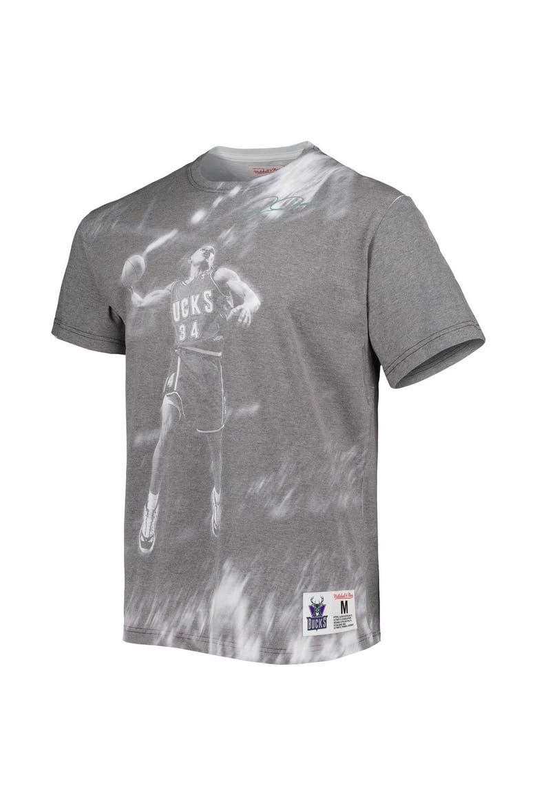 Men's Mitchell & Ness Ray Allen Heather Gray Milwaukee Bucks Above The Rim T-Shirt, Alternate, color, Heather Gray