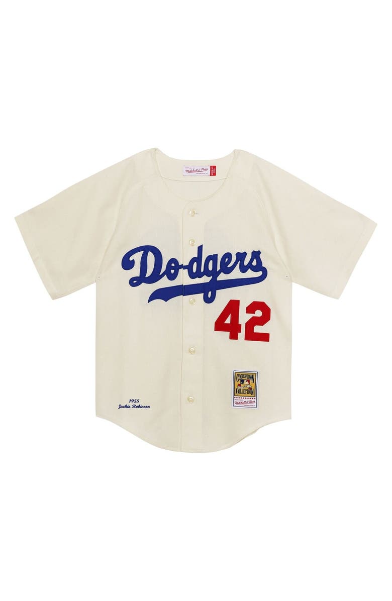 Mitchell & Ness Toddler Mitchell & Ness Jackie Robinson Cream Brooklyn Dodgers 1955 Authentic Jersey, Alternate, color, Cream