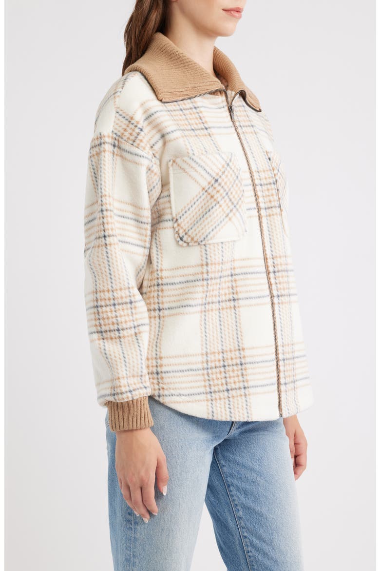 Plaid Fleece Jacket, Alternate, color, TAUPE PLAID