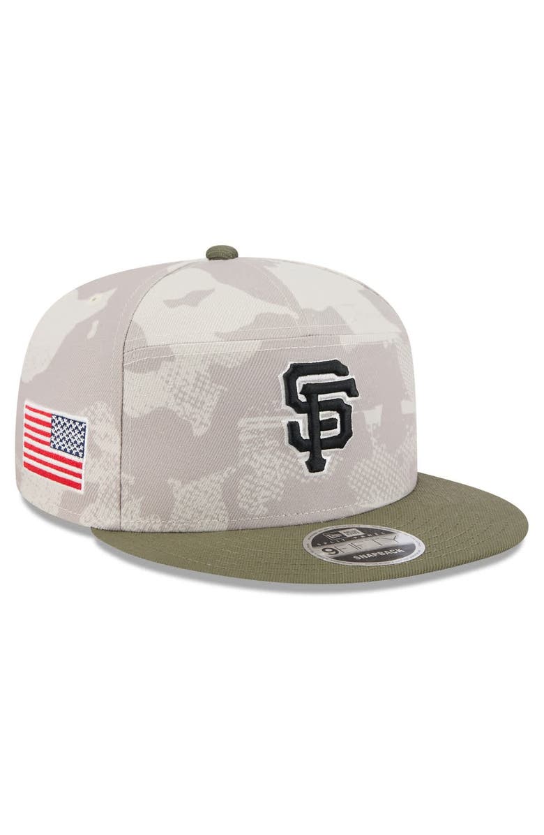 New Era Men's New Era Light Beige/Olive San Francisco Giants 2025 Armed Forces Day Split Panel 9FIFTY Snapback Hat, Main, color, 