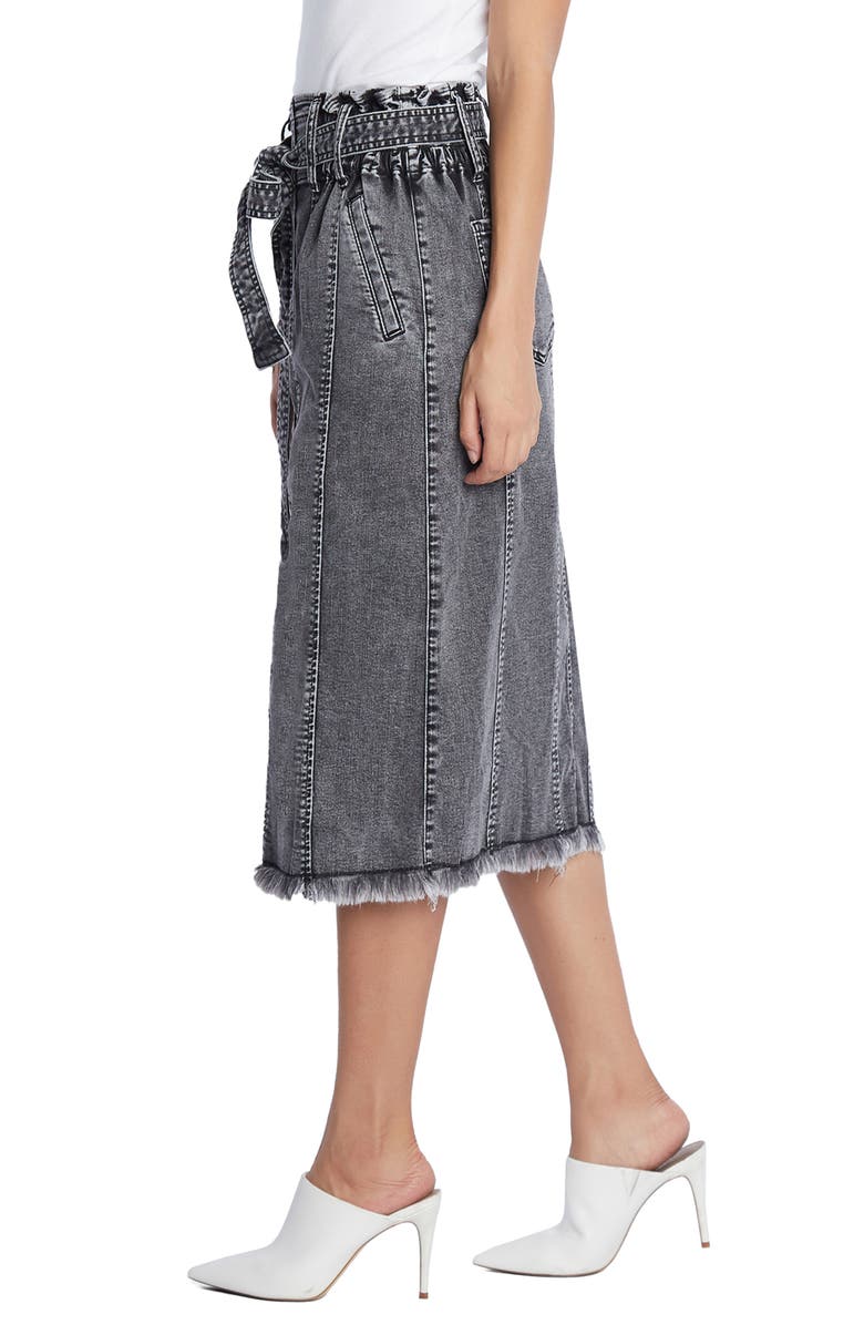 Wash Lab Denim Tie Waist Raw Hem Denim Skirt, Alternate, color, Storm Grey