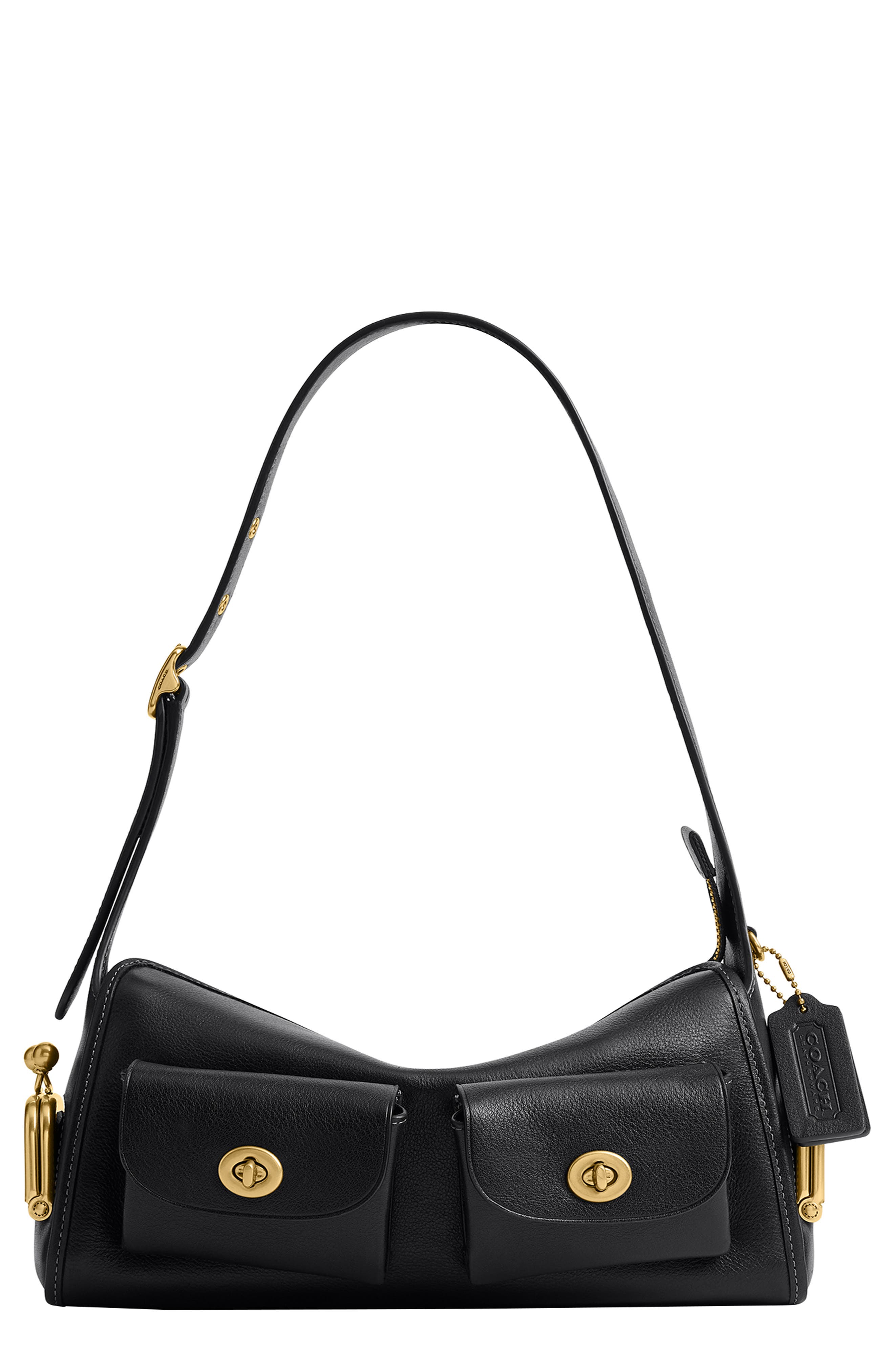 The Coach Originals Turnlock Haversack Leather Bag 27, Main, color, B4/ BLACK