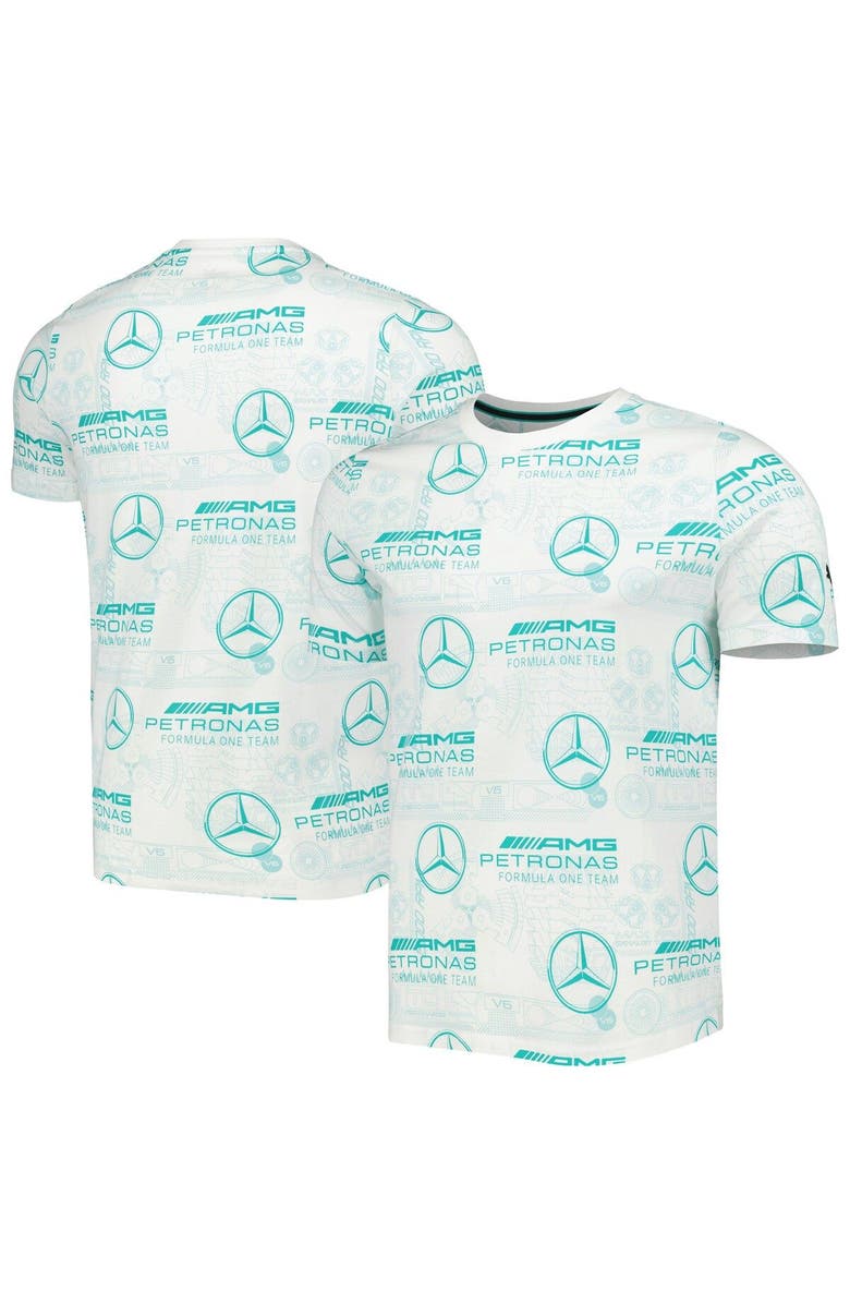 PUMA Men's Puma  White Mercedes-AMG Petronas F1 Team Allover Print T-Shirt, Main, color, 