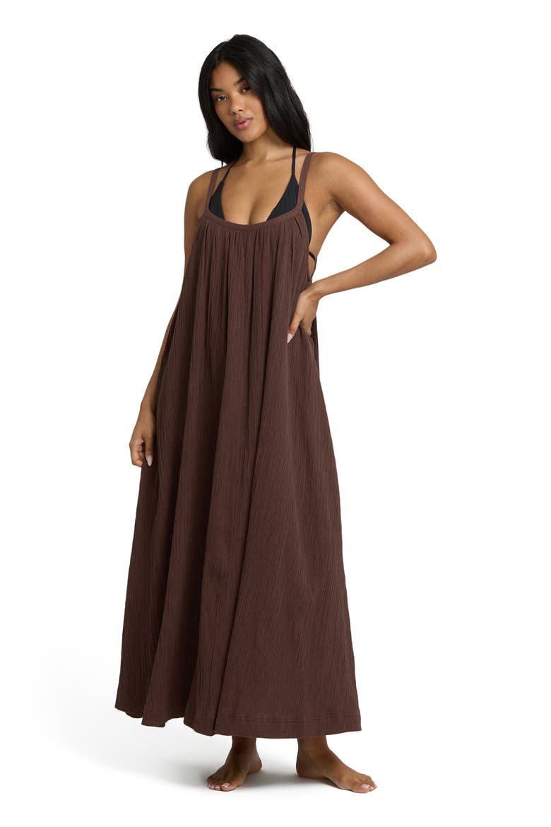 Good Feels Low Back Maxi Cover-Up Sundress, Alternate, color, TEAK