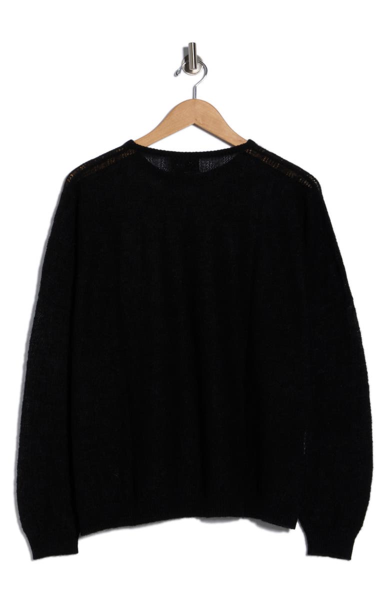 Longchamp Wool Blend Pullover Sweatshirt, Alternate, color, Black